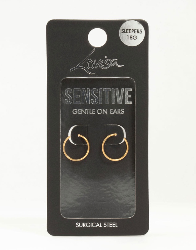 Lovisa - Gold Plated Surgical Steel Medium Sleeper Earrings 12 mm