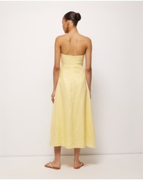 AERE - Maris Pintuck Strapless Linen Midi Dress