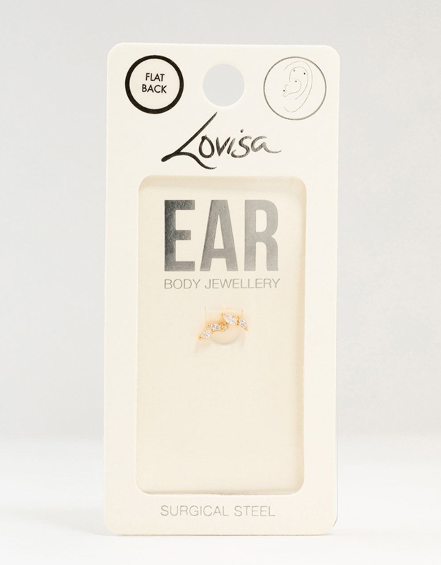 Lovisa - Gold Plated Surgical Steel Four Leaf Crawler Flat Back