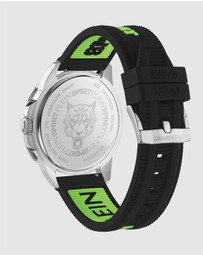 Plein Sport - Plein Rampage 44mm Black dial and Black Green Silicone strap