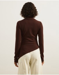 Atmos&Here - Long Sleeve Boat Neck Jersey Top