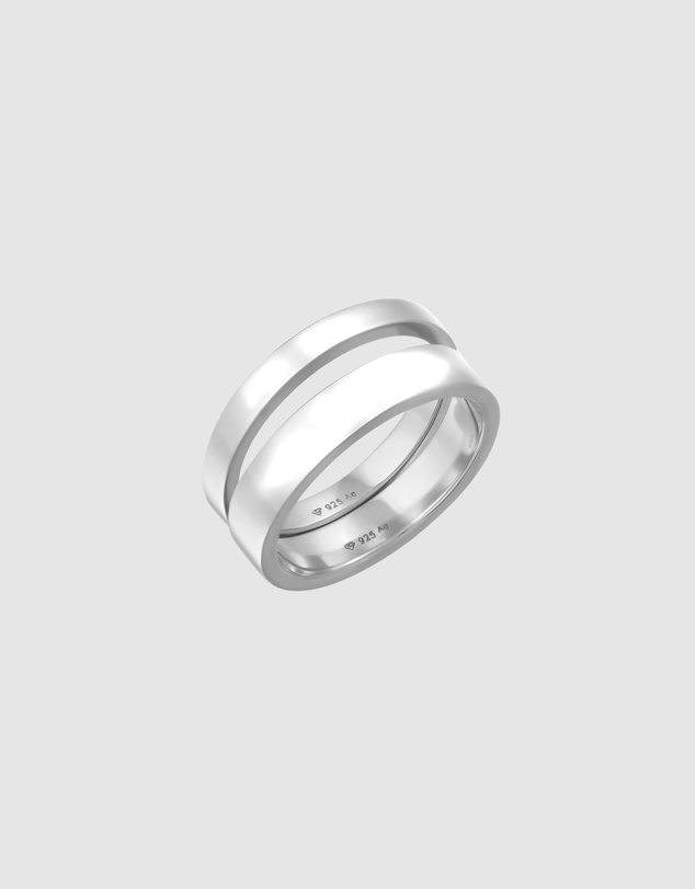 Kuzzoi - ICONIC EXCLUSIVE - Polished Band Ring Set in 925 Sterling Silver