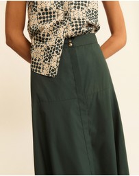 Emme - Dark Green Cotton Popeline Skirt