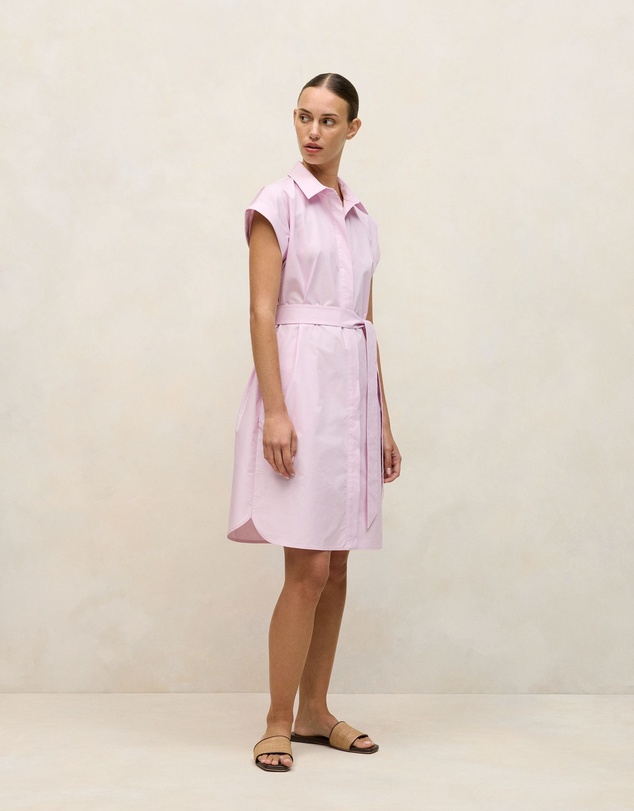 Trenery - Cotton Poplin Cap Sleeve Shirt Dress in Soft Lilac