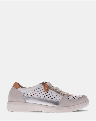 Mia Vita - Baxley Zip Casual Sneaker - White/Apricot