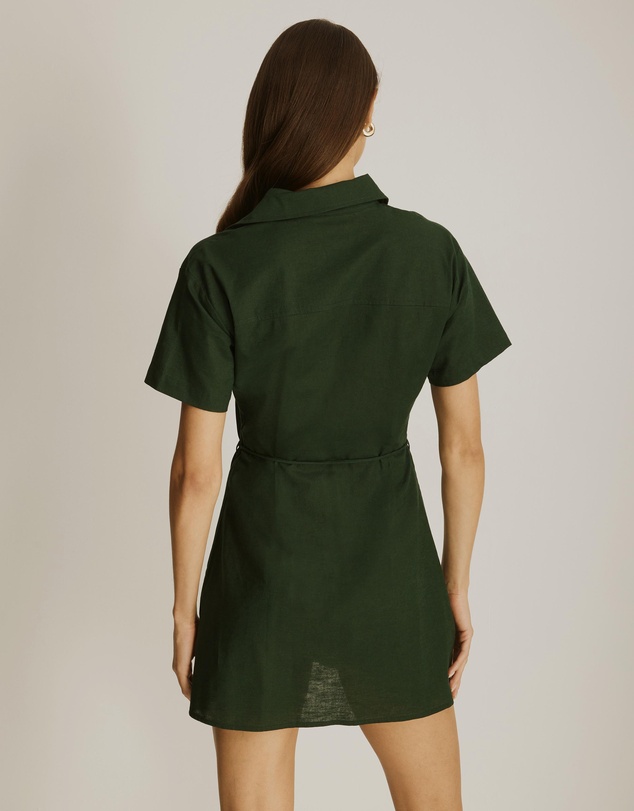 Atmos&Here - Cara Tie Waist Mini Shirt Dress