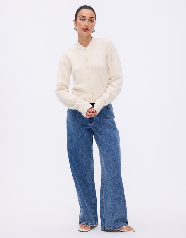 Minima Esenciales - Alma Wool Cashmere Blend Knit Bomber Cardigan