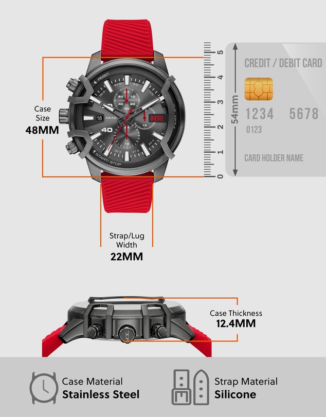 Diesel - Griffed Red Chronograph Watch