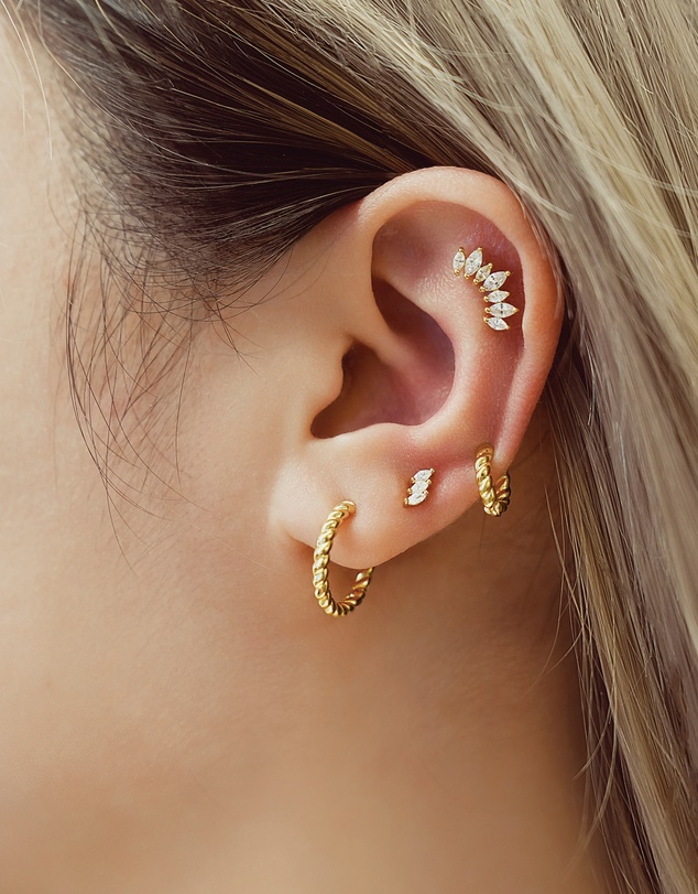 Ania Haie - Ania Haie Gold Triple Marquise Stud Earrings