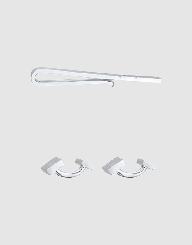 Kuzzoi - ICONIC EXCLUSIVE - Jewelry Set Men Set Business Cufflinks Tie Pin in 925 sterling silver