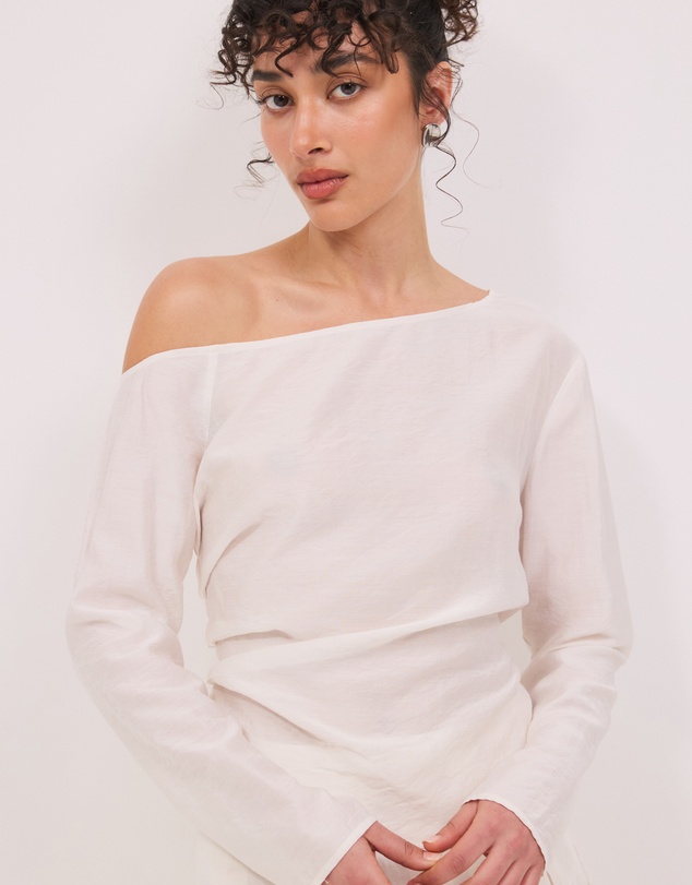 Calli - Amara Ruched Sheer Long Sleeve Top