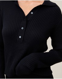 Papinelle - Colette Cosy Cotton Silk Rib Long Sleeve Top