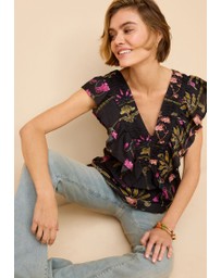 NEXT - Sleeveless Ruffle V-Neck Top