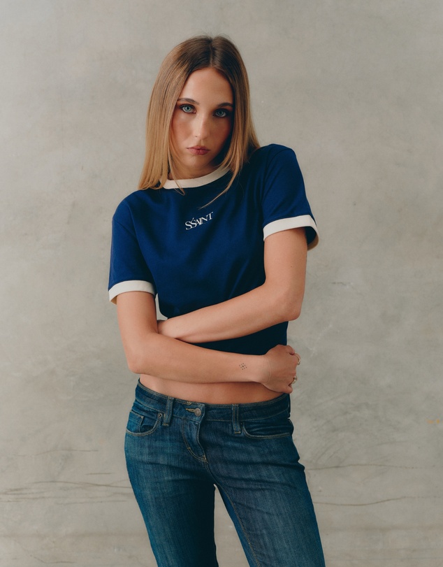 SSAINT - SŚAINT Logo Baby Tee Navy
