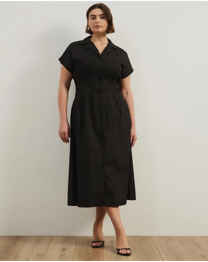 Atmos&Here Curvy - Marcy Pin Tuck Midi Dress