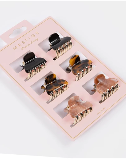 Mestige - Jet Set Mini Acetate Claw Hair Clip - 6 Pack