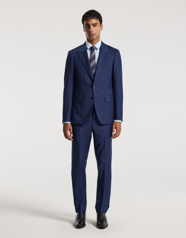Calibre - Micro Check Wool Suit Jacket Royal Blue