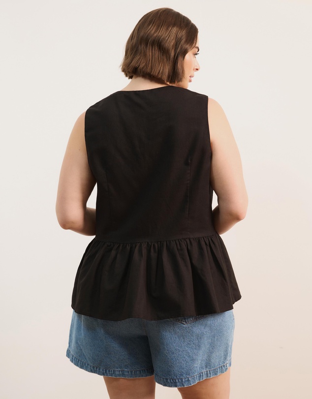 Atmos&Here Curvy - Lola Linen V-Neck Peplum Top