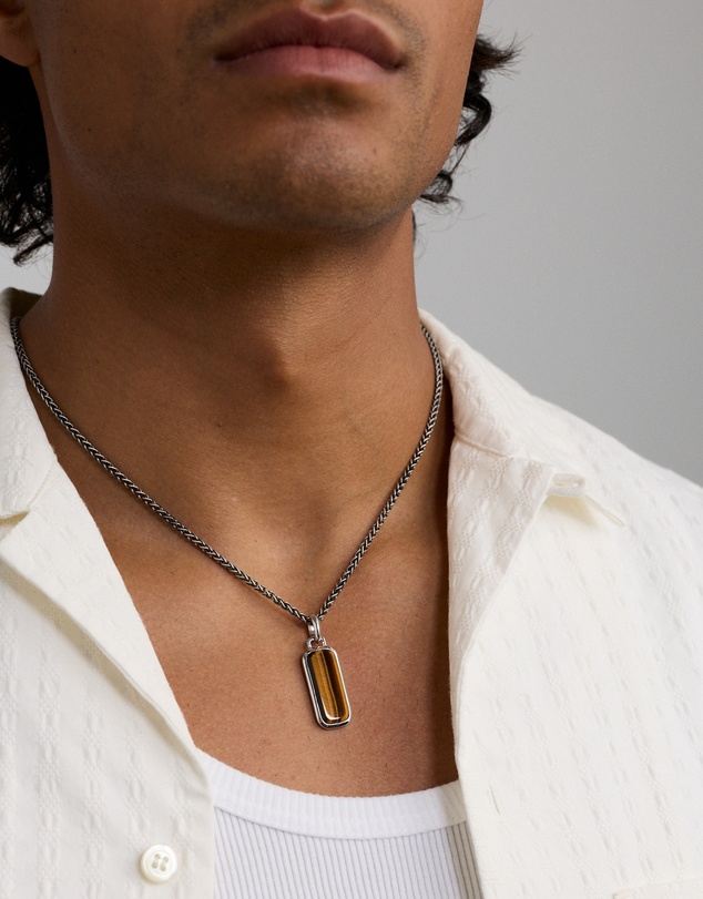 Michael Hill - Tiger Eye Oblong Pendant in Sterling Silver