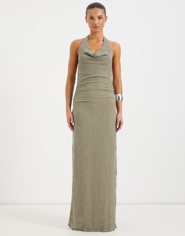 Calli - Romy Halter Textured Jersey Maxi Dress
