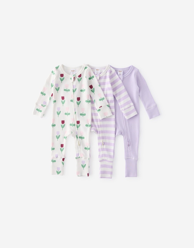 Cotton On Kids - The 3Pk Long Sleeve Zip Romper