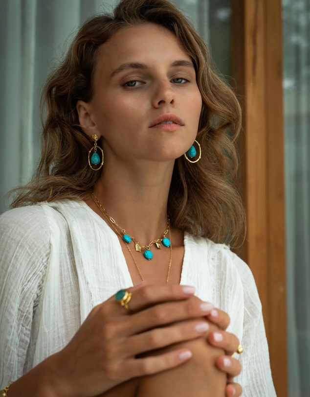 Ottoman Hands - Sloane Turquoise Drop Stud Earrings