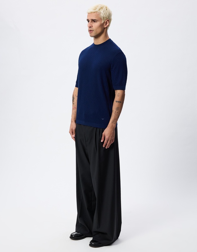 Emporio Armani - Textured Knit Tonal Logo Pullover