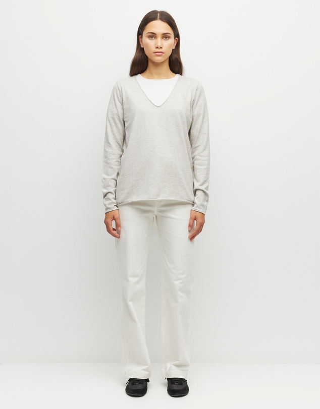 JH Lounge - JHL V-Neck L/S T (Fine Cotton Cashmere) Soft Grey Marle
