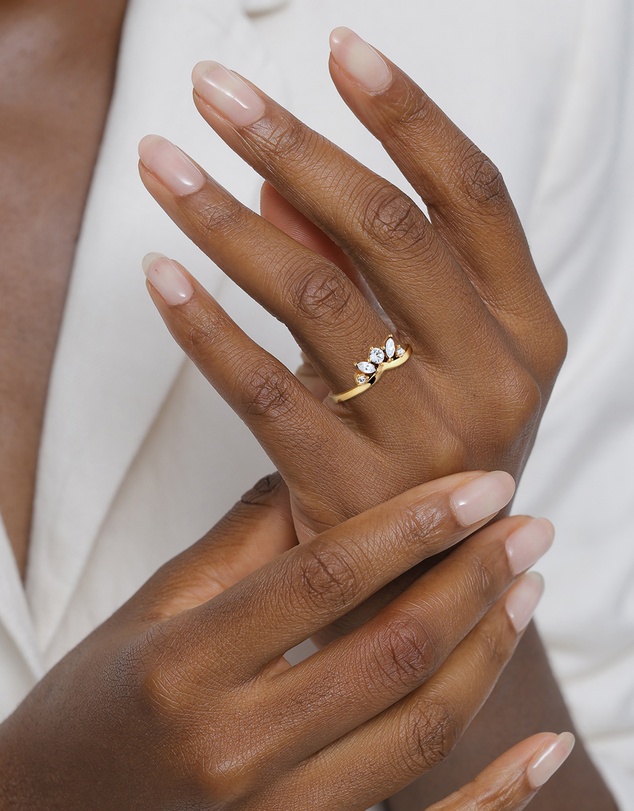 Elli Jewelry - Swarovski® Crystal Crown Ring in Gold-Plated 925 Silver