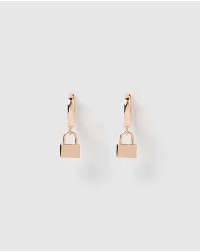 Izoa - Padlock Huggie Earrings