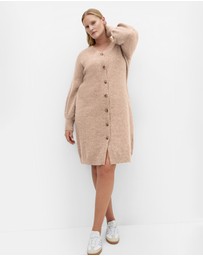 City Chic - Plus size Eleni Cardigan Midi Dress - taupe marle