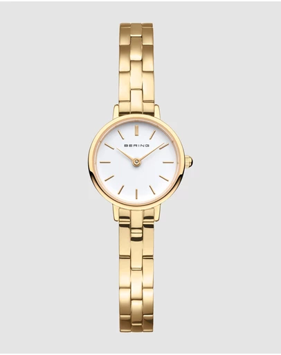 Bering - Bering Classic Ladies 26mm White Dial Gold Strap Watch