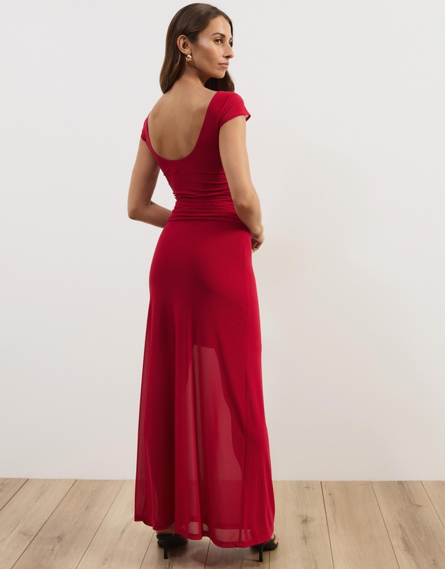 Atmos&Here - Rowe Mesh And Jersey Cap Sleeve Maxi Dress