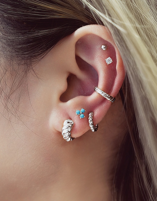 Ania Haie - Ania Haie Silver Texture Small Huggie Hoop Earrings
