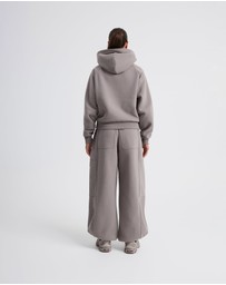 Upstate - Plush Cropped Half Zip Hoodie - Cinder