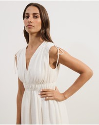Atmos&Here - Luna Linen Blend Sleeveless Gathered Maxi Dress