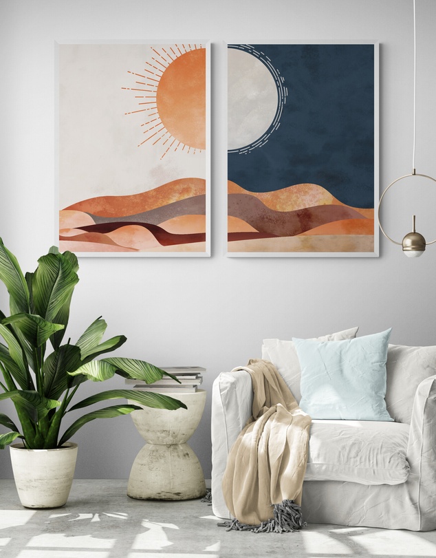Inka Arthouse - Moon Desert Set of 2 Art Prints
