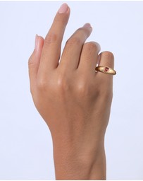 Elli Jewelry - Ring Pinky Crystal Heart Valentine 925 Sterling Silver Gold-Plated