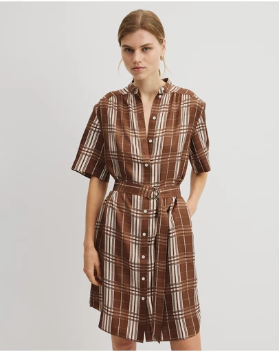 Country Road - Check Washable Silk Shirt Dress