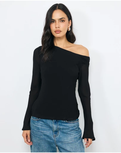 AERE - Off Shoulder Georgette Top