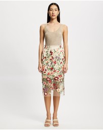 Lindsay Nicholas New York - Floral Sheer Lace Skirt with Underskirt