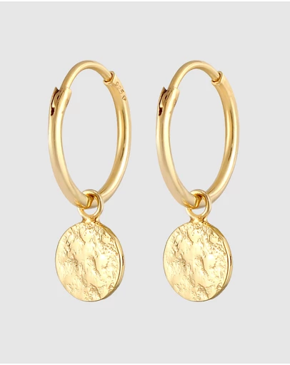 Elli Jewelry - Organic Hoop Earrings in Gold-Plated 925 Silver