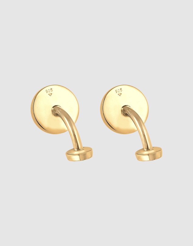 Kuzzoi - ICONIC EXCLUSIVE - Hammered Round Cufflinks in Gold-Plated 925 Silver