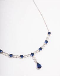 Lovisa - Silver Sapphire Stone Drop Necklace