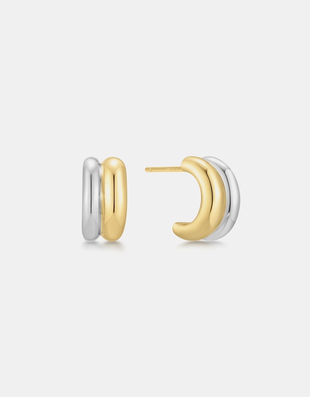 Ania Haie - Ania Haie Two-Tone Duet Mixed Huggie Hoop Earrings