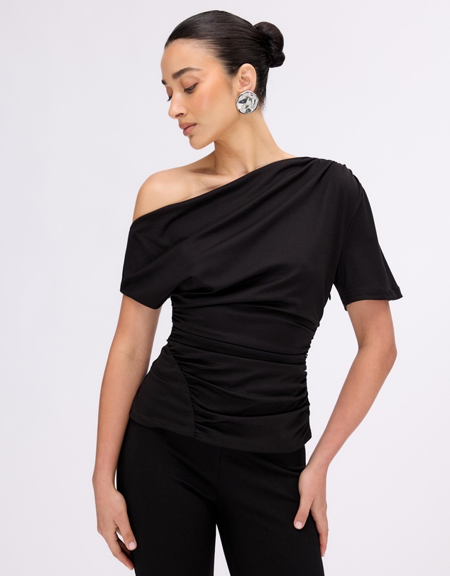Minima Esenciales - Hayley Off Shoulder Jersey Ruched Top