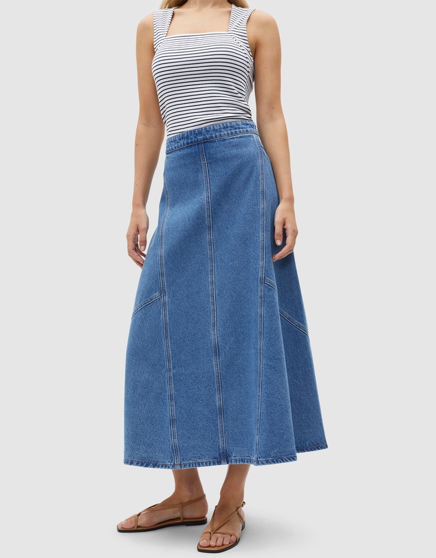 Seed Heritage - Denim Flare Midi Panel Skirt