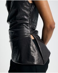 Lover - Fleur Patent Leather Look Asymmetrical Top
