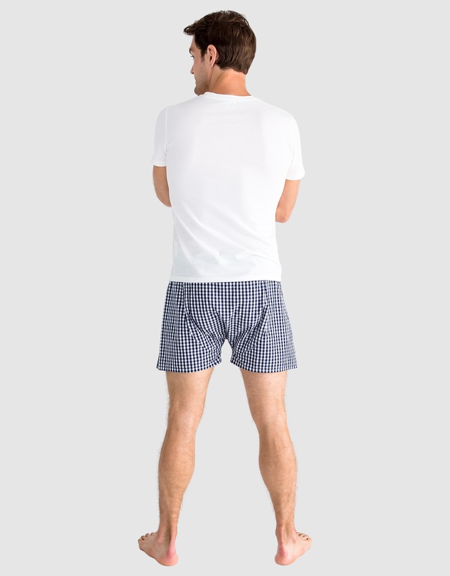 Sant And Abel - Men's Hepburn Gingham Navy Boxer Shorts
