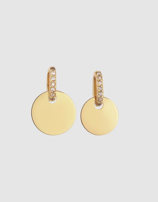 Elli Jewelry - Zirconia Disc Pendant Set in Gold-Plated 925 Silver